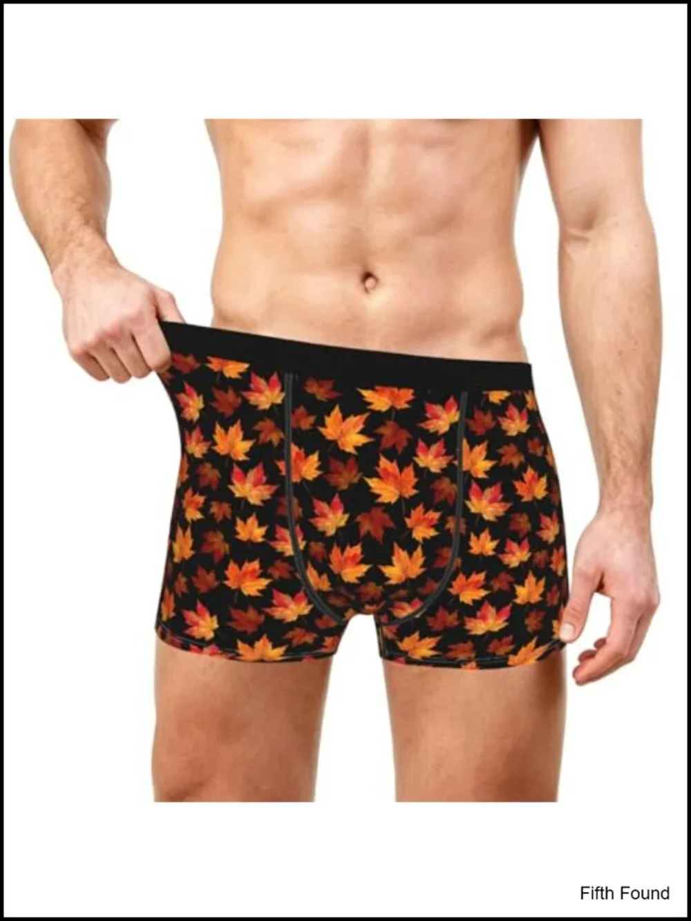 Men's Halloween Boxer Briefs - Pumpkin & Maple Leaf Print Breathable Stretch